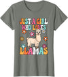 BALARI Just A Girl Who Loves Llamas Cute Groovy Alpaca Llama Kids T-Shirt - Olive Heather