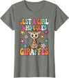 BALARI Just A Girl Who Loves Giraffes Cute Groovy Wild Animal Kids T-Shirt - Olive Heather