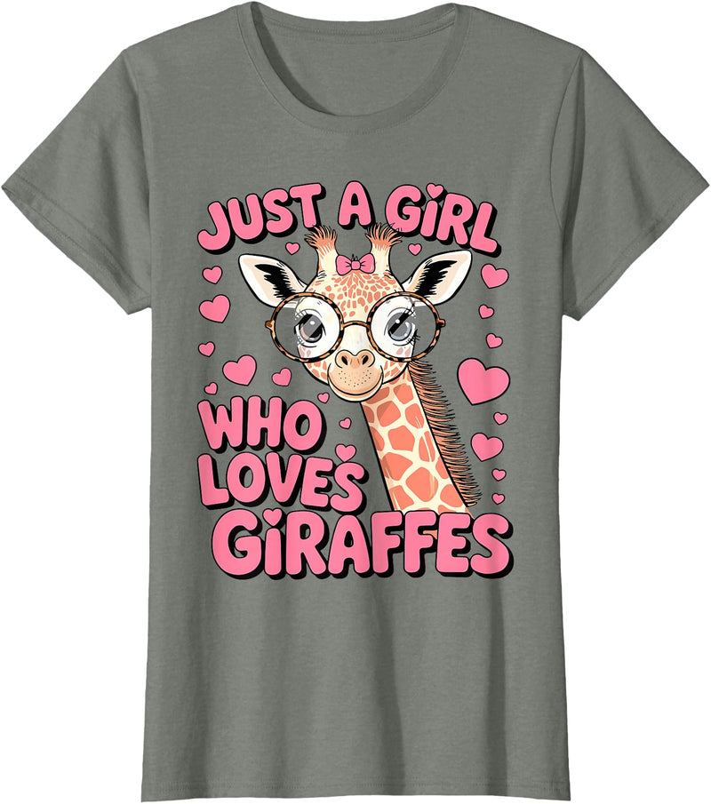 Funny Giraffes lover Just A Girl Who Loves Giraffes T-Shirt - Olive Heather