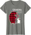 Papa & Mama Bear Outfit Grandma Bear Christmas Pajama Red Buffalo Plaid T-Shirt - Olive Heather