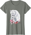 Mama Polar Bear and Baby Cub for Girls and Women T-Shirt - Olive Heather