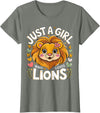 Magical and Funny Lion lover Gifts Just a Girl who loves Lions T-Shirt - Olive Heather