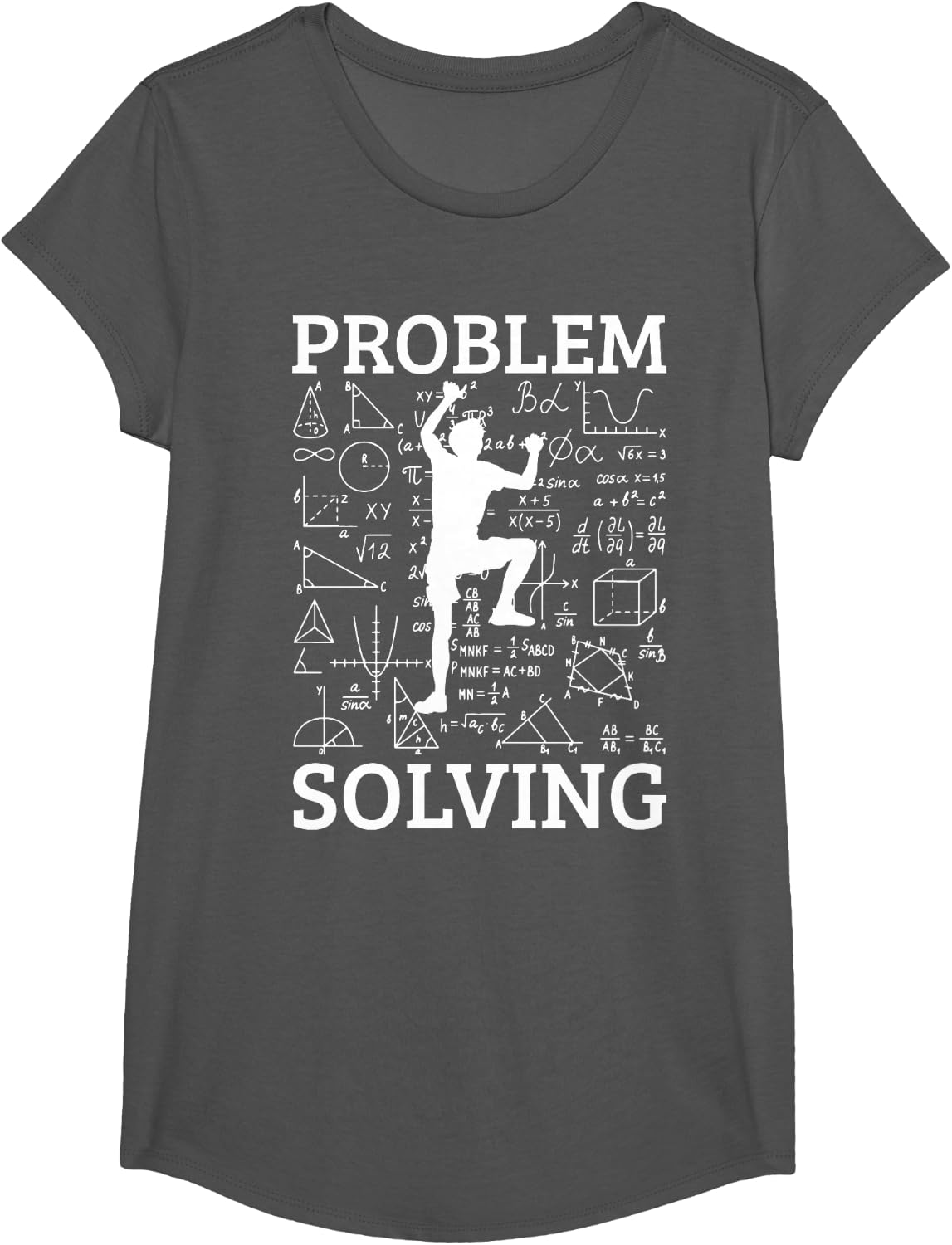 Climbing Problem Solving Rock Climber Bouldering Climb Wall T-Shirt - Girls Asphalt Grey
