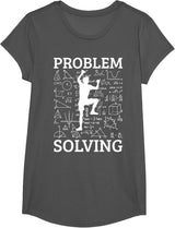 Climbing Problem Solving Rock Climber Bouldering Climb Wall T-Shirt - Girls Asphalt Grey