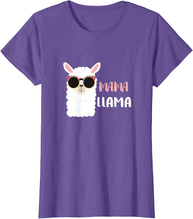 funny Mama Llama Co. Mama Llama, llama wearing sunglasses gift for women T-Shirt - Purple Heather