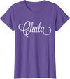 The Spanish Cow Women's Chula Spanish Cute Black X-Small Modern Letter Print T-Shirt - Purple Heather