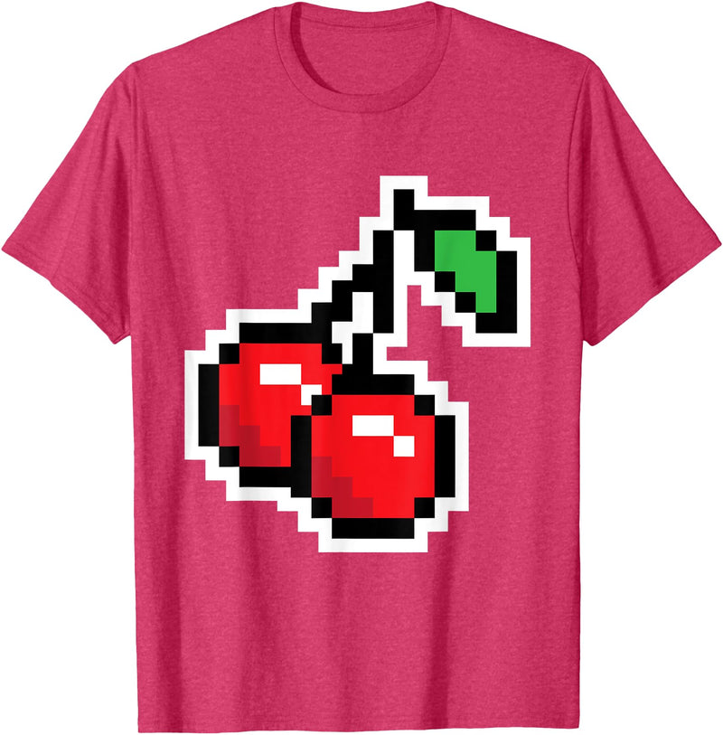 Cherries & Games Gifts Pixel Cherries 80s Video Game Halloween Costume Easy Group T-Shirt - Red Heather