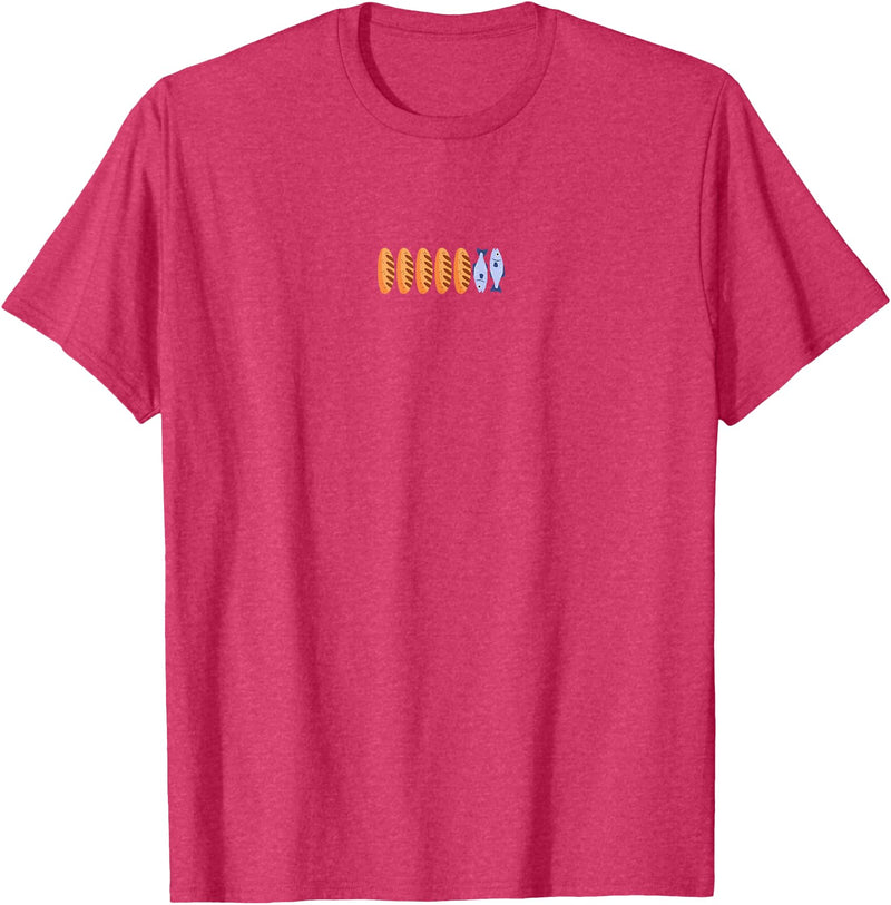 Redeemed Creations Fishes And Loaves Christian T-Shirt - Red Heather
