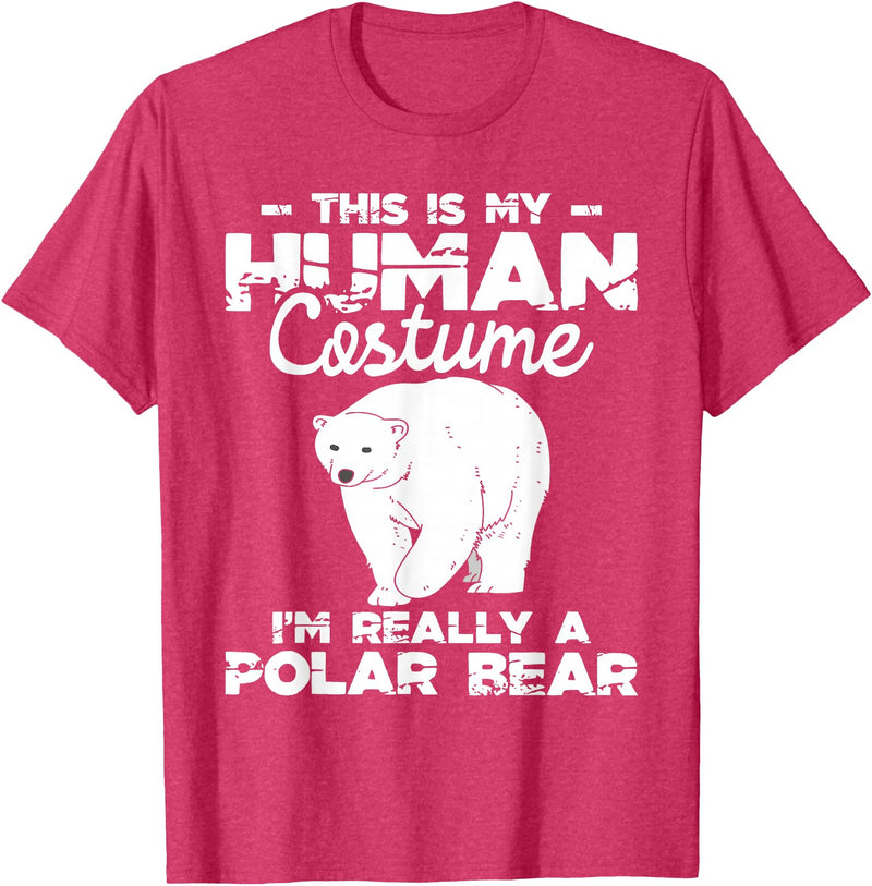 Funny Polar Bear Shirts Human Costume - Polar Bear Lover Zookeeper Wildlife T-Shirt - Red Heather