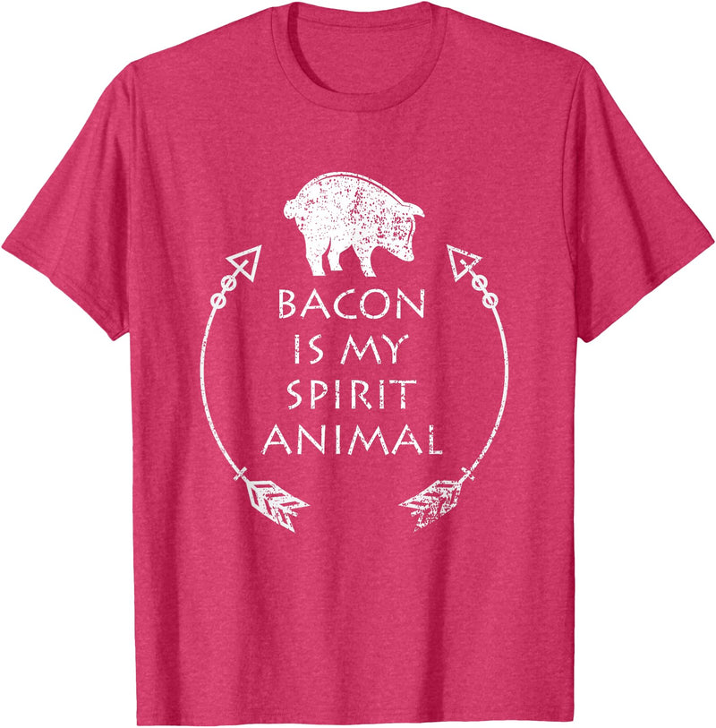 Pig Tees by MasArt Bacon is my Spirit Animal Funny Pig T-Shirt Distressed Gift T-Shirt - Red Heather
