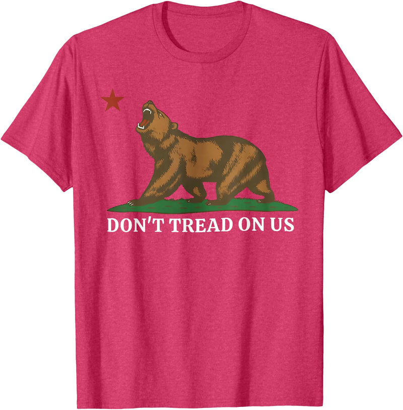 Dont Tread On Us Bear California Patriot Tee Don't Tread On Us California Bear Patriotic T-Shirt - Red Heather