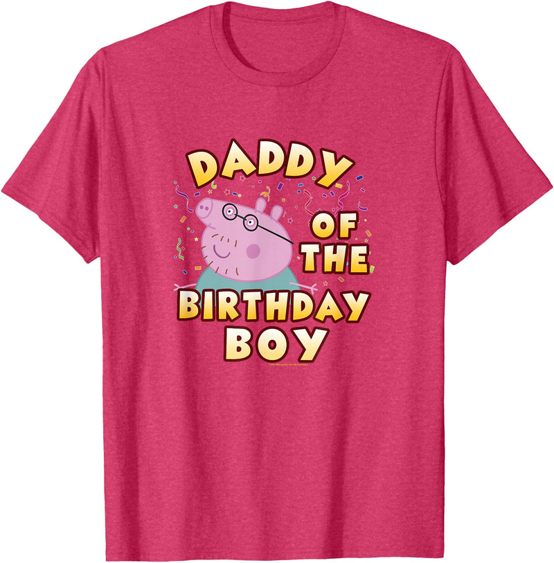 Peppa Pig Daddy of The Birthday Boy Confetti Logo T-Shirt - Red Heather