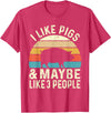Funny Pig Lover Shirts I Like Pigs & Maybe Like 3 People - Pig Lover Farmer T-Shirt - Red Heather