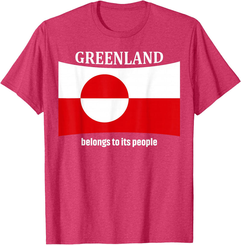 Greenlandic native heritage designs Greenland Flag, Belongs to its People, Independence Message T-Shirt - Red Heather