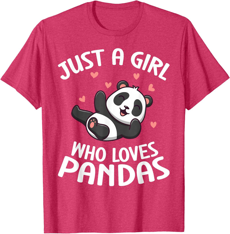 Panda Bear Clothing Panda Lover Cute Kids Just A Girl Who Loves Pandas T-Shirt - Red Heather