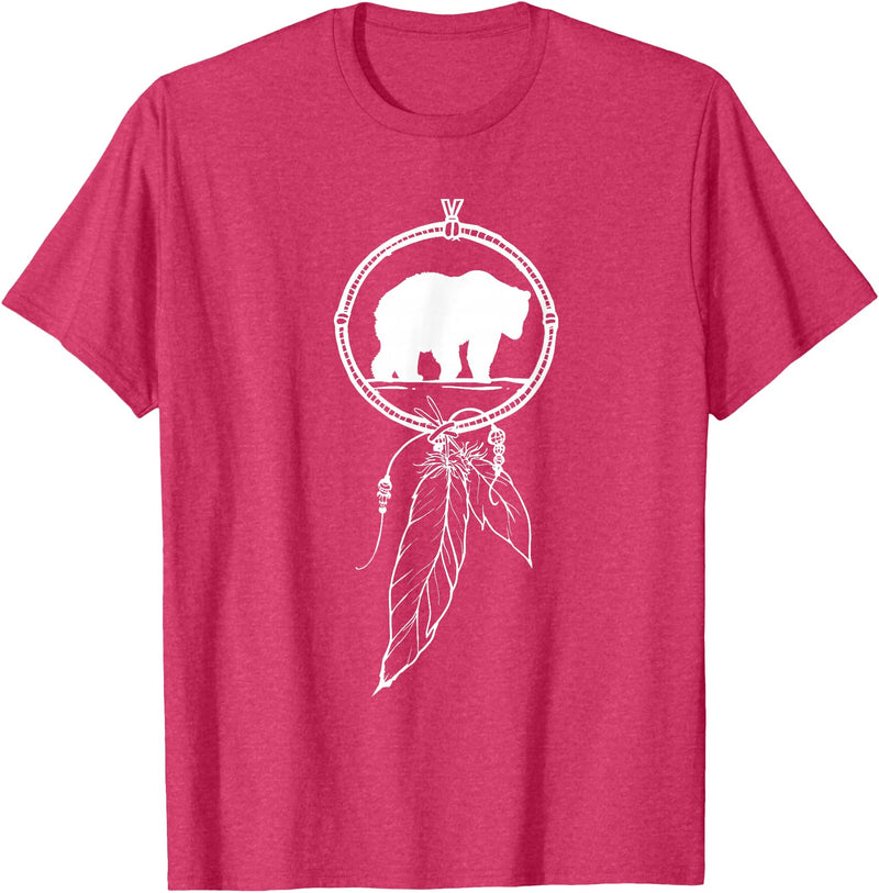 American Indian Shirts by CrushRetro Native American Dreamcatcher Bear Women Men Kids T-Shirt - Red Heather