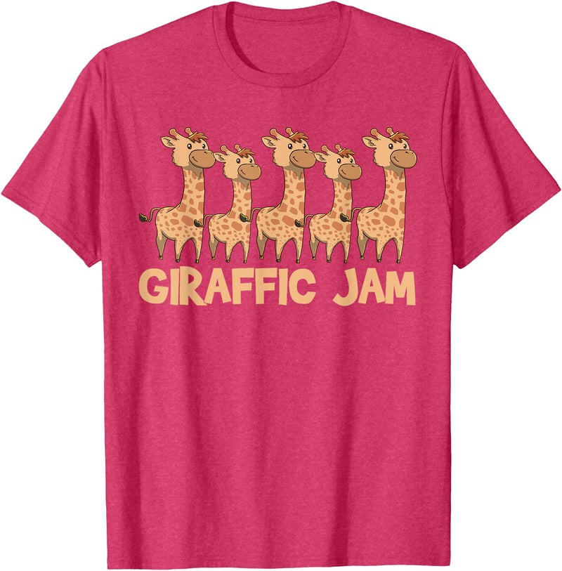 Cute Giraffe Gifts Giraffe Giraffic Jam Funny Word Game Cute T-Shirt - Red Heather