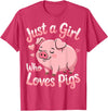 Funny Pig Lovers Pig Cute Just A Girl Who Loves Pigs T-Shirt - Red Heather