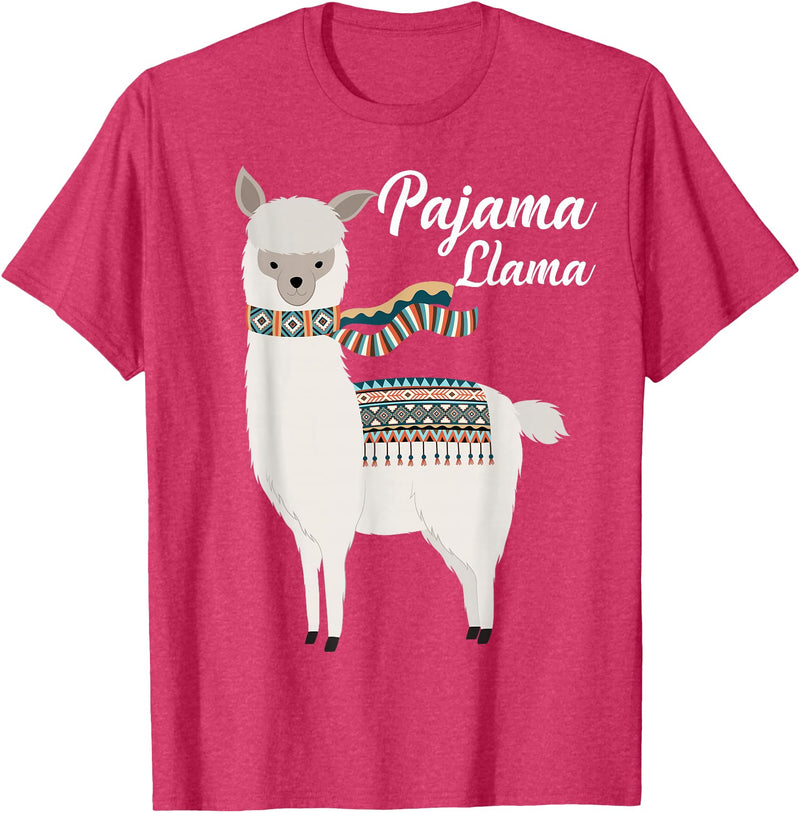 Llama Pajamas GA Cute Pajama Llama Bed Time T-Shirt Llama Pajama T-Shirt - Red Heather