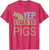 Funny Pig design for men and women Yep I talk to pigs design pig lover and pig T-Shirt - Red Heather