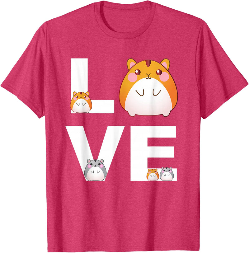 Hamster Love Cute Hamsters Shirt Animal Toys Pets Lovers T-Shirt - Red Heather