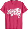 Pig Diagram T-Shirt | Butcher T-Shirts Pig and Pork Diagram Shirt, Butcher Shirt, Bacon Tee T-Shirt - Red Heather