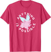 Inspire and Motivate Designs for Real Life Womens, Pigs Fly, cute and funny ALL THINGS ARE POSSIBLE T-Shirt - Red Heather