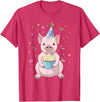 Funny Party Animals Cute Pink Pig Party Hat 50th Birthday Cupcake Gift T-Shirt - Red Heather