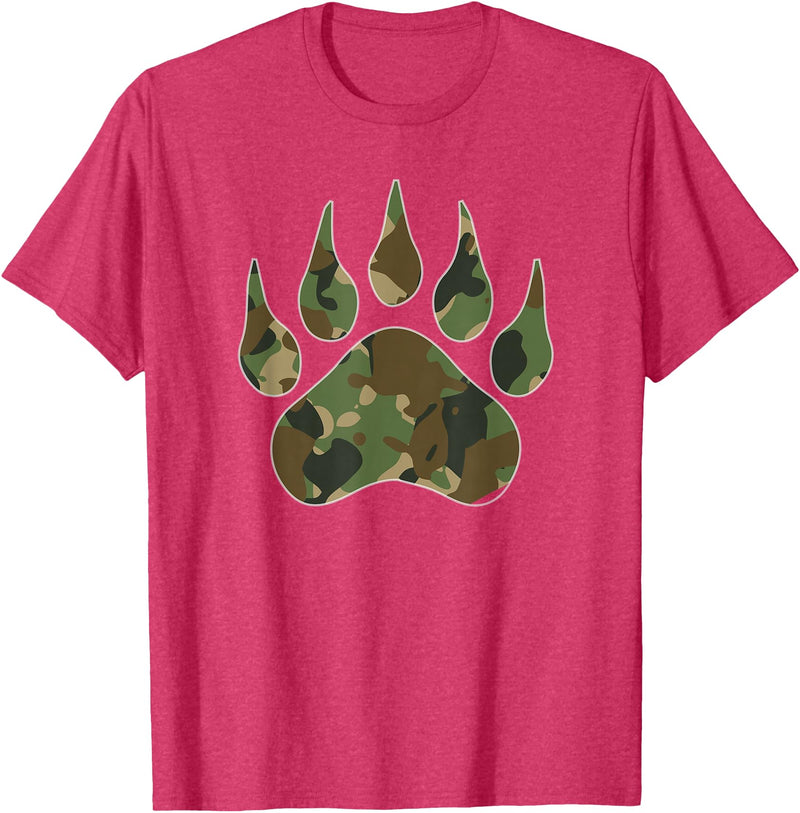 Camo Lover Camo Bear Claw Camouflage for Men Women T-Shirt - Red Heather