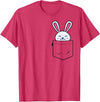 Bunny in Pocket Rabbit Lover Gifts for Women Men Kids T-Shirt (White) in Red Heather