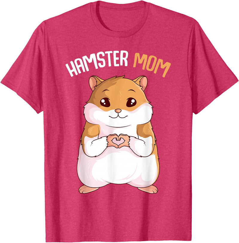 Women's Hamster Mom Hammy Girls T-Shirt - Red Heather