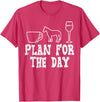 Horse Riding Shirts Women Girls Equestrian Gifts Plan For The Day Coffee Horse Wine Funny Horse Riding T-Shirt - Red Heather
