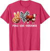 Cute Hereford Cattle Hereford Cow Boy Peace Love Hereford Cow Lover Hereford Cow Girl T-Shirt - Red Heather