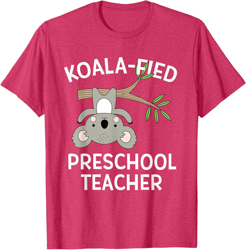 Preschool Teacher Gifts and Apparel Cute Koala Preschool Teacher T-Shirt Funny Pun Gift T-Shirt - Red Heather