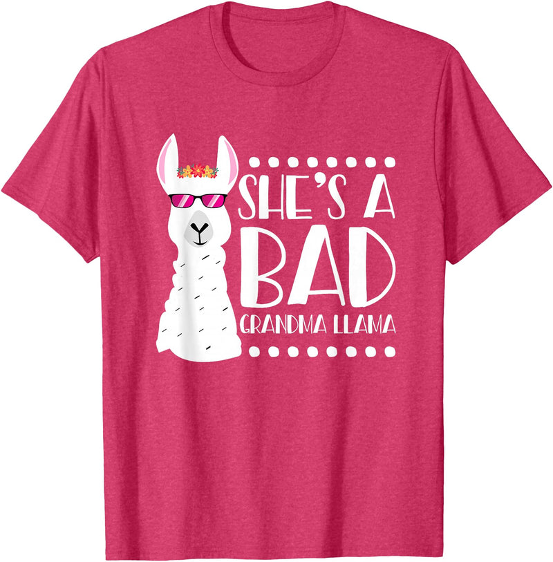 Llama - Alpaca Funny Designs Alpaca Fan Design Funny She's A Bad Grandma Llama For Women T-Shirt - Red Heather