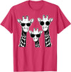 Giraffe Animal Sweet Graphic Giraffes Family with Sunglasses - Giraffe T-Shirt Small - Red Heather