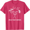 Holding Horse In Air Hold Your Horses, Gag Gifts Guy Holding Horse in Air Hold Your Horses, Funny, Jokes T-Shirt - Red Heather