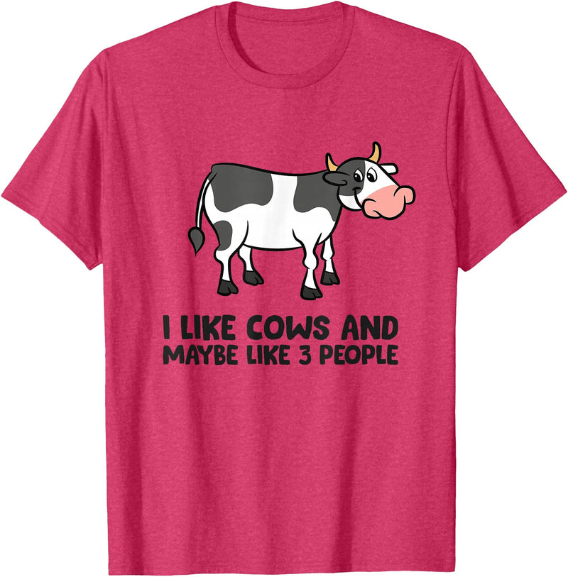 Funny Cow Lover Gifts I Like Cows And Maybe Like 3 People Funny Cows T-Shirt - Red Heather