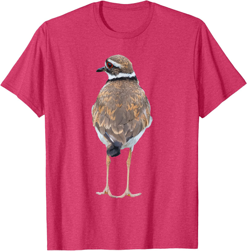 BJD Birds Killdeer Cute Graphic Print T-Shirt Bird Gift Bird Lover T-Shirt - Red Heather
