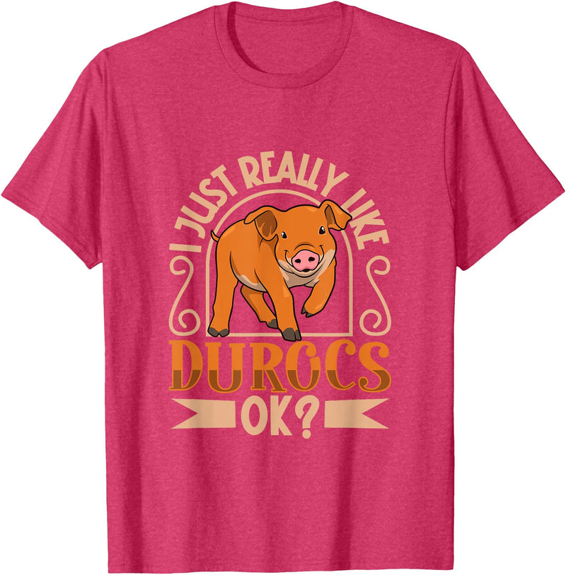 Creative Duroc Pig Designs I Love My Duroc Pig T-Shirt - Red Heather