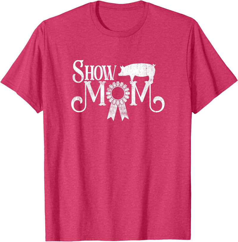Squatch Design Show Mom Swine Show Pig Lover County Fair Gift Lt. T-Shirt - Red Heather