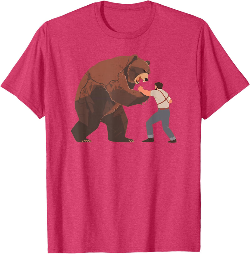 Outdoor lover funny outfits Bear Challenge - Funny Man Against Wild Bear Fighting T-Shirt - Red Heather
