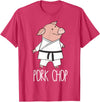 Funny Pig Pun Shirts Pork Chop - Funny Pig Animal Pun Karate T-Shirt - Red Heather