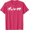 Farmer Farm Animal Lover Gifts Goat Chicken Pig Agriculture Heartbeat Farm Animals T-Shirt - Red Heather