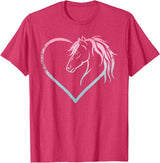 Horse Girl Designs Women I Love My Horses Riding Heart With Horse Head For Horseback Riding Horse T-Shirt - Red Heather
