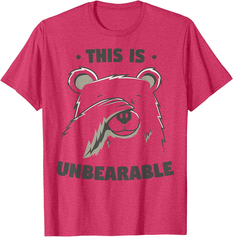 Funny Bear Pun Teez This Is Unbearable Funny Bear Word Game T-Shirt - Red Heather