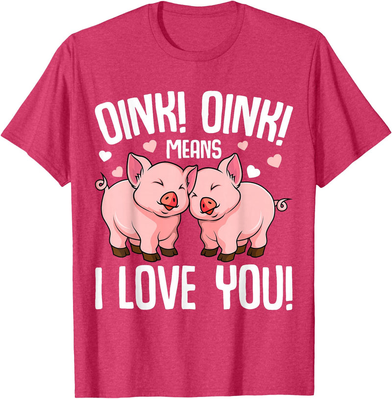 Funny Pig Lover & Owner Gift Ideas Pig Oink Women Kids Girls T-Shirt - Red Heather