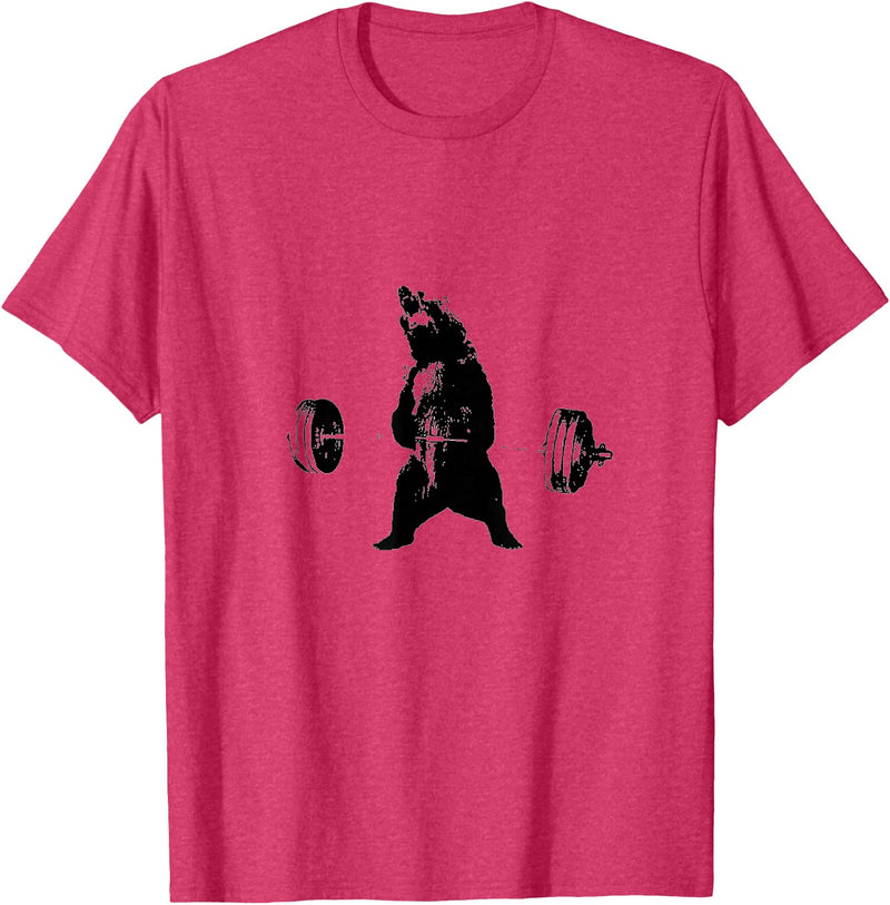 Lifting Motivation Bear Powerful Grizzly Bear Lifting Training T-Shirt T-Shirt - Red Heather