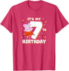 Peppa Pig It's My 7th Birthday Holiday Stars Celebration T-Shirt - Red Heather