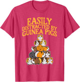 Guinea Pig Shirts For Men Women Kids Gift Easily Distracted by Guinea Pigs Funny Cavy Men Women Kids T-Shirt - Red Heather